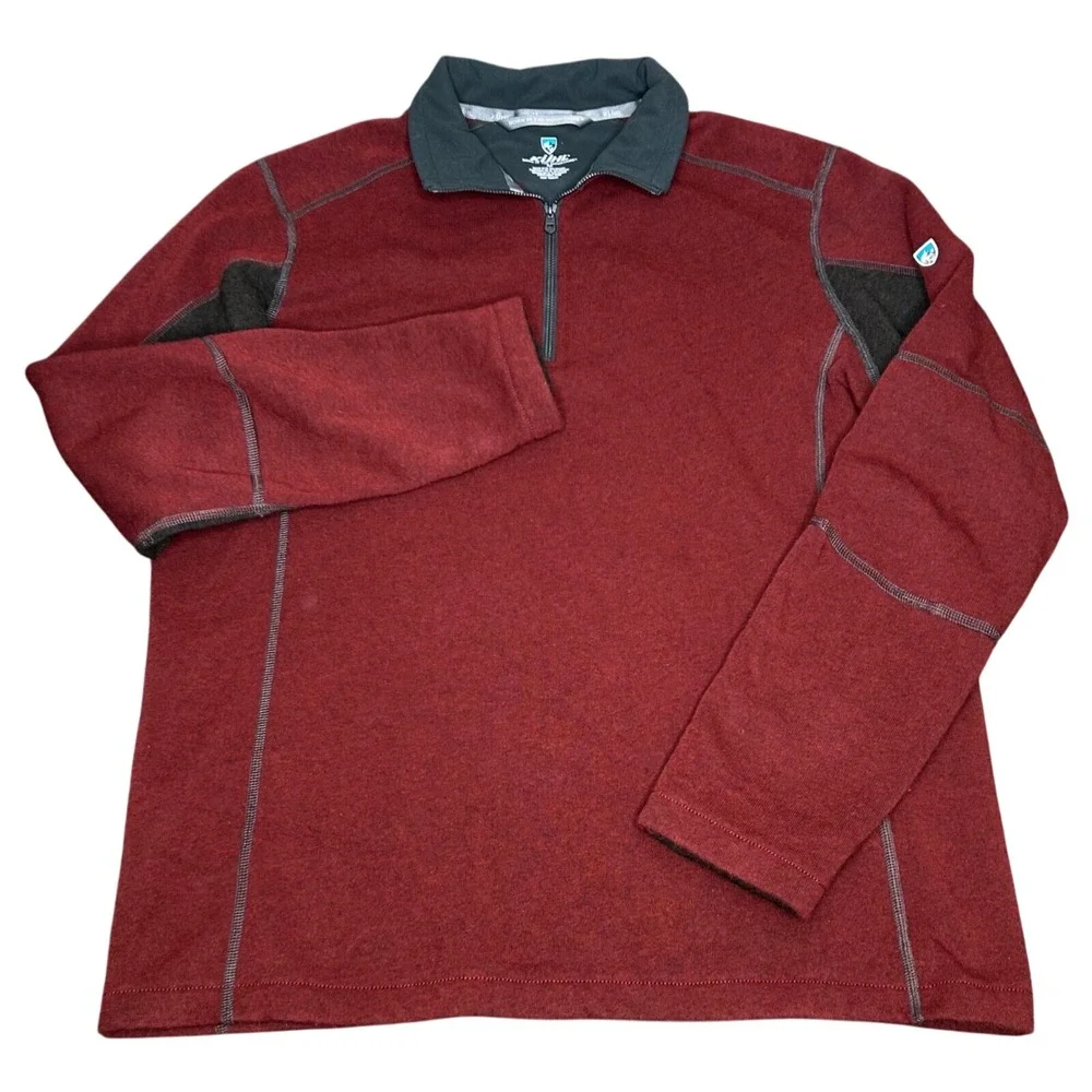 Kuhl Sweater Mens Med‎ Red Revel 1/4 Zip Kashmira Pullover Fleece Hiking